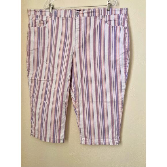 Gloria Vanderbilt Amanda Women's Cropped Capri Striped Jeans Size 22W - Picture 2 of 7